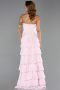 Robe de Soirée Longue Mousseline Poudre ABU6397