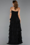 Robe de Soirée Longue Mousseline Noir ABU6397