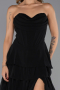 Robe de Soirée Longue Mousseline Noir ABU6397