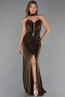 Robe de Soirée Longue Pierreux Brun ABU6398
