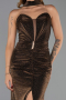 Robe de Soirée Longue Pierreux Brun ABU6398
