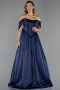 Robe de Soirée Longue Satin Bleu Marine ABU6399
