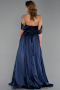 Robe de Soirée Longue Satin Bleu Marine ABU6399