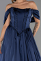 Robe de Soirée Longue Satin Bleu Marine ABU6399