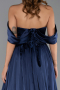 Robe de Soirée Longue Satin Bleu Marine ABU6399