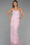 Robe de Soirée Longue Perlé Poudre ABU6372