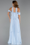 Robe de Soirée Longue Mousseline Bleu clair ABU6400