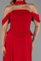 Robe de Soirée Longue Mousseline Rouge ABU6400