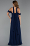 Robe de Soirée Longue Mousseline Bleu Marine ABU6400