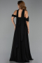 Robe de Soirée Longue Mousseline Noir ABU6400