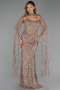 Robe de Soirée Longue Perlé Brun clair ABU6401