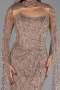 Robe de Soirée Longue Perlé Brun clair ABU6401