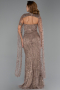 Robe de Soirée Longue Perlé Brun clair ABU6401