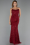 Robe de Soirée Longue Perlé Rouge Bordeaux ABU6401
