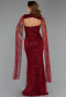 Robe de Soirée Longue Perlé Rouge Bordeaux ABU6401