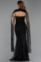 Robe de Soirée Longue Perlé Noir ABU6401