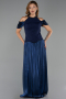 Robe de Soirée Longue Mousseline Bleu Marine ABU6402
