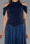 Robe de Soirée Longue Mousseline Bleu Marine ABU6402
