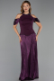 Robe de Soirée Longue Mousseline Prune ABU6402