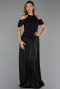 Robe de Soirée Longue Mousseline Noir ABU6402
