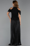 Robe de Soirée Longue Mousseline Noir ABU6402
