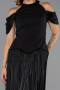 Robe de Soirée Longue Mousseline Noir ABU6402