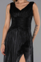 Robe de Soirée Longue Mousseline Noir ABU6403