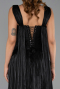 Robe de Soirée Longue Mousseline Noir ABU6403