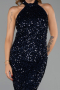 Robe de Soirée Longue Bleu Marine ABU6404