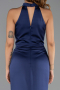 Robe de Soirée Longue Satin Bleu Marine ABU6406