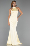 Robe de Soirée Longue Satin Jaune ABU6406