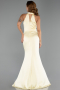 Robe de Soirée Longue Satin Jaune ABU6406
