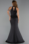 Robe de Soirée Longue Satin Noir ABU6406