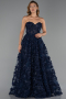 Robe de Soirée Longue Bleu Marine ABU6408