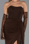 Robe de Soirée Longue Mousseline Brun ABU5791