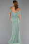Robe de Soirée Longue Perlé Menthe ABU6411
