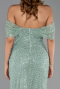 Robe de Soirée Longue Perlé Menthe ABU6411