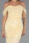 Robe de Soirée Longue Perlé Jaune ABU6411