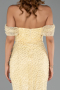 Robe de Soirée Longue Perlé Jaune ABU6411