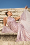 Robe de Soirée Longue Perlé Poudre ABU6348