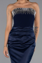 Robe Queue de Poisson Longue Satin Bleu Marine ABU5820