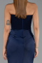 Robe Queue de Poisson Longue Satin Bleu Marine ABU5820