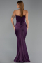 Robe Queue de Poisson Longue Satin Violet ABU5820