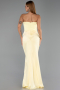 Robe Queue de Poisson Longue Satin Jaune ABU5820