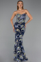 Robe de Soirée Longue Bleu Marine ABU6421