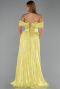 Robe De Soirée Mousseline Longue Pistache vert ABU6478