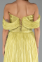 Robe De Soirée Mousseline Longue Pistache vert ABU6478
