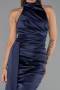 Robe De Soirée Courte Satin Bleu Marine ABK2674