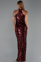 Robe de Soirée Longue Squameuse Rouge Bordeaux ABU6417