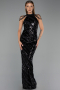 Robe de Soirée Longue Squameuse Noir ABU6417